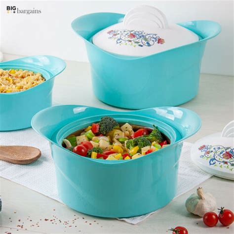 Sq Professional 3pc Hot Pot Set Serving Dish Thermal Insulated Food