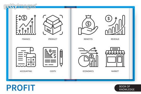 Profit Infographics Linear Icons Collection