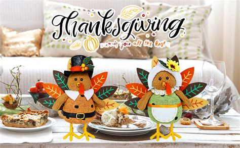 Crczk Thanksgiving Turkey Decoration Fall Harvest Tabletop