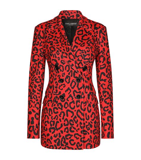 Womens Dolce And Gabbana Multi Leopard Print Double Breasted Blazer