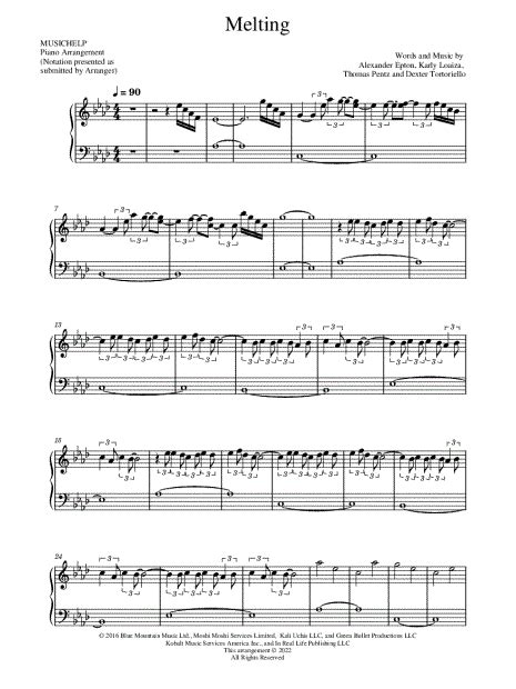 Musichelp Melting Sheet Music Piano Solo In F Minor Download And Print Sku Mn0267641