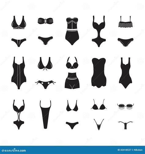 Swimwear And Bikini Icons Set Stock Vector Illustration Of Sensuality