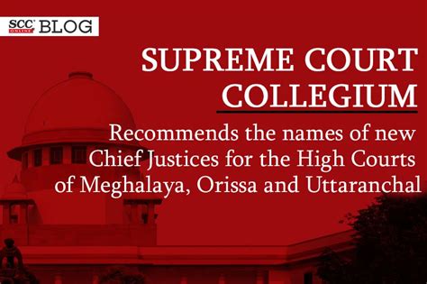 Sc Collegium Recommends The Names Of New Chief Justices For Hcs Of