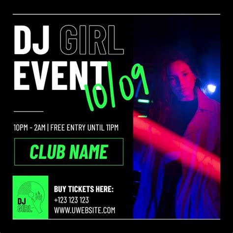 Customize Online This Linear Modern Dj Girl Facebook Post Template