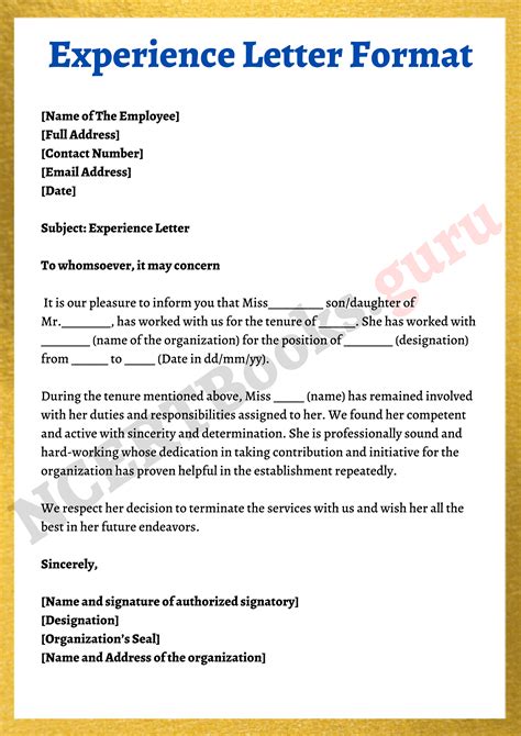 Work Experience Letter Sample Pdf