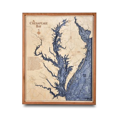 Chesapeake Bay Nautical Wood Chart 3d Wall Art 24x30 Sea And Soul