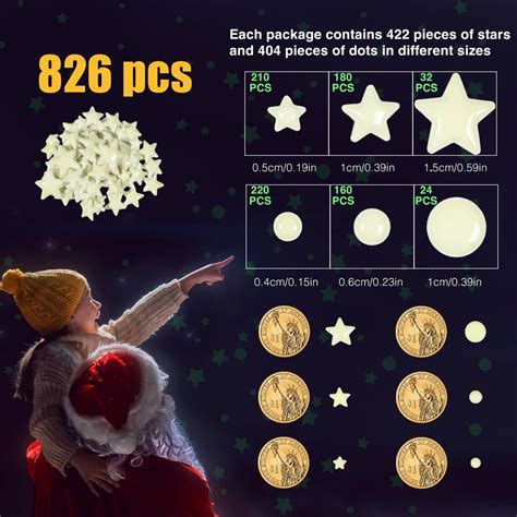 Pcs Realistic D Domed Glow In The Dark Stars Dots For Starry Sky