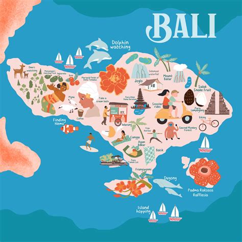 Illustration Lisa Wee Studio Bali Map Bali Travel Trip Planning