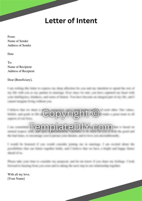 Letter Of Intent To Marry Beneficiary Sample Template With Examples In