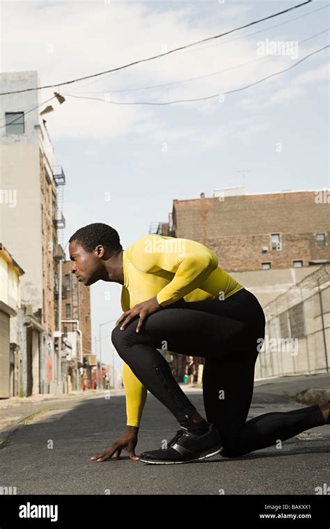 athlete  urban setting stock photo alamy