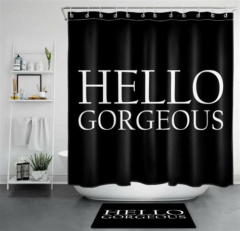 Inpercust Chic White Shower Curtain With Inspirational Quotes And Black