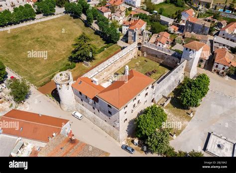 An Aerial View Of Svetvincenat And Morosini Grimani Stone Castle