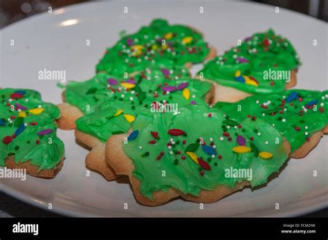 Christmas Tree Shaped Cookies Stock Photo Alamy