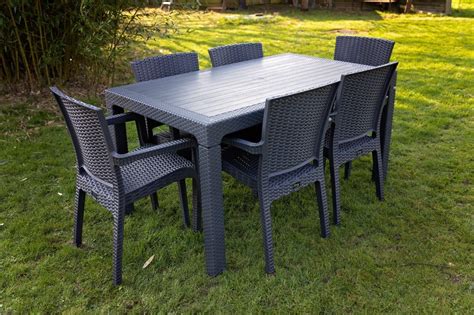 Oms Home Store 6 Seater Garden Patio Furniture Set Chairs Table Outdoor