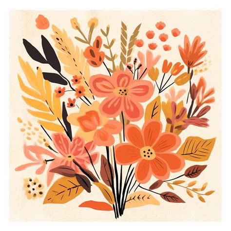 An Illustration Of Fall Flower Clipart Reminiscent Of The Vibrant