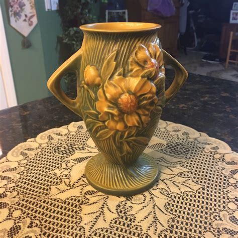 Beautiful Roseville 7 Inch Peony 61 7 2 Handled Vase Etsy