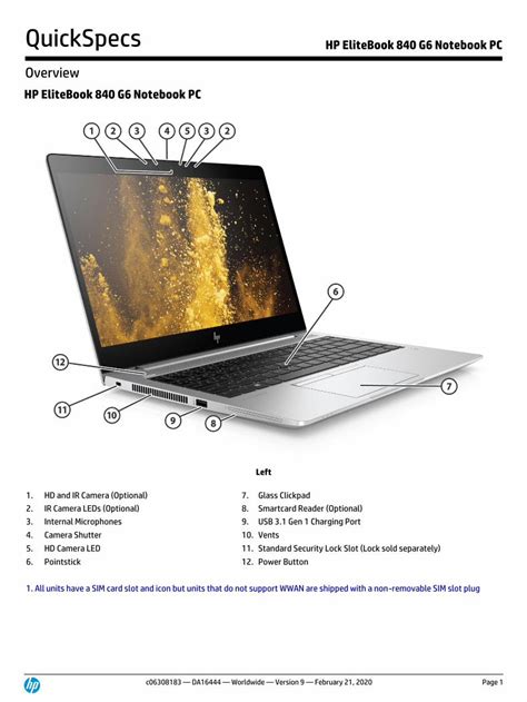 PDF QuickSpecs HP EliteBook 840 G6 Notebook PCQuickSpecs HP EliteBook