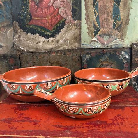 Vintage Mexican Red Pottery Handled Cooking Pots | Pottery, Mexican ...