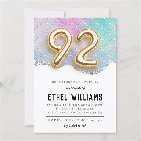 92nd Birthday Party Invitation | Zazzle