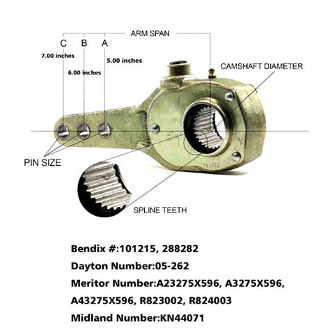 Haldex KN44071 Slack Adjuster 1 5 Inch 28 Spline 5 And 6 Inch Span