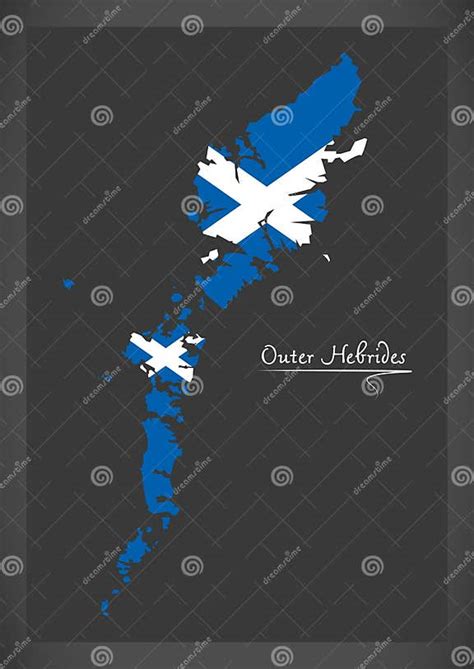 Outer Hebrides Map With Scottish National Flag Illustration Stock