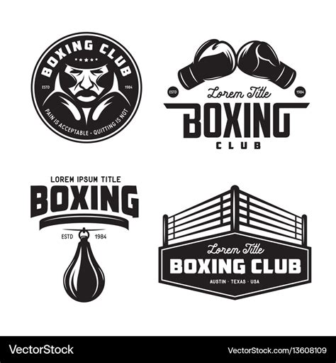 Boxing Club Labels Set Vintage Royalty Free Vector Image