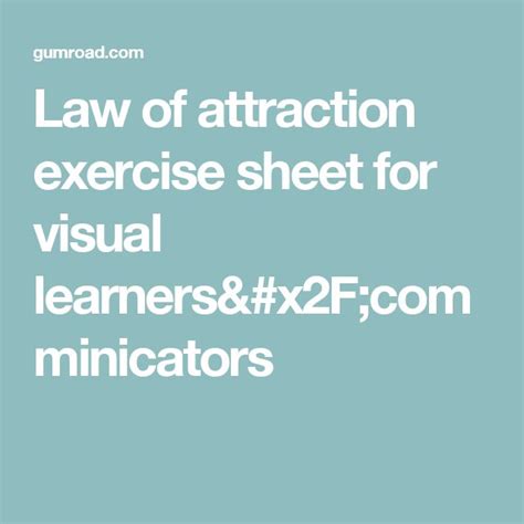 Law Of Attraction Exercise Sheet For Visual Learners Comminicators