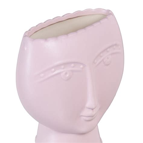 Cache Pot X X Cm Visage C Ramique Mauve Prix Carrefour