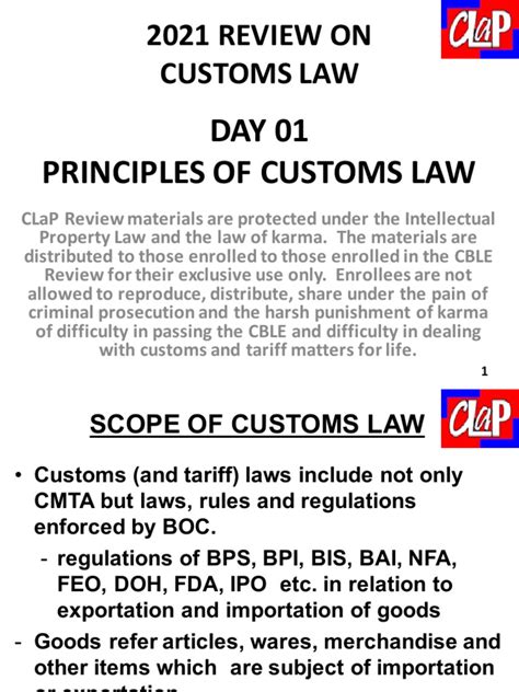 DAY 01 CL - 1 - Principles of Customs Laws | PDF | Business