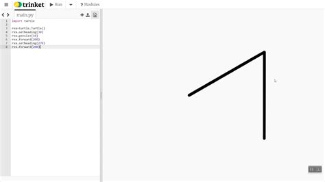 Trinket Python Turtle Lesson Multiple Lines Youtube