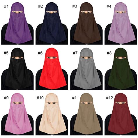 Pure Color Islamic Niqab Muslim Face Cover Veil Long Hijab Arab Burqa Buy Arab Burqa Hijab