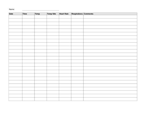 Printable Vital Signs Sheet Nursing