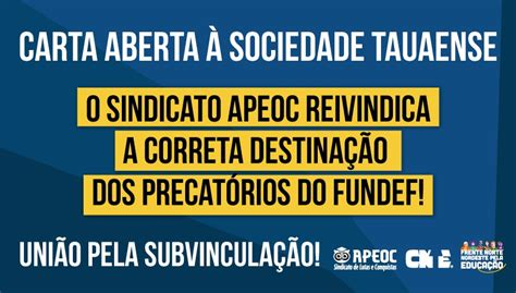 CARTA ABERTA À SOCIEDADE TAUAENSE Sindicato APEOC