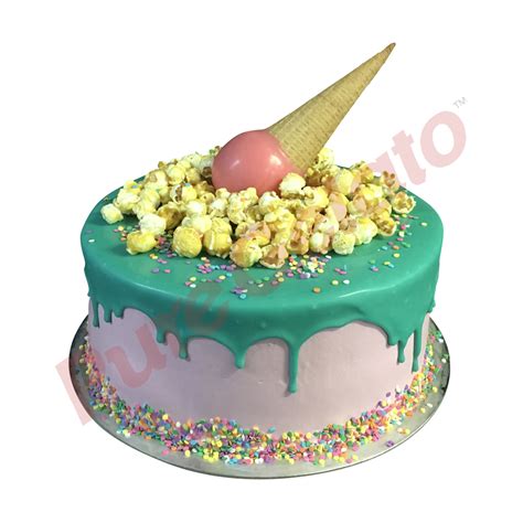 Double Stack Teal Choc Drip Light Pink Cream Upside Down Conesprinkles