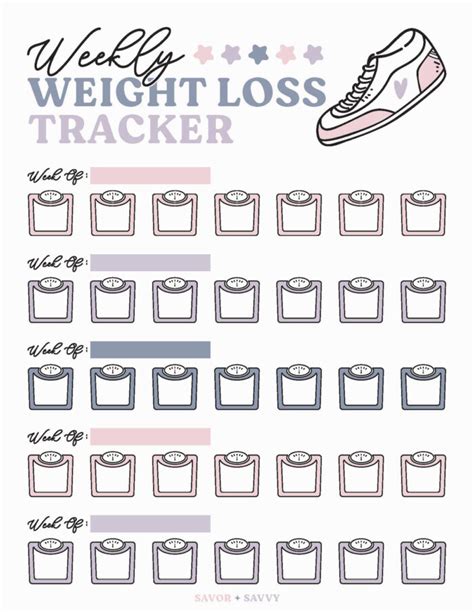 Free Weight Loss Tracker Printable Savor Savvy