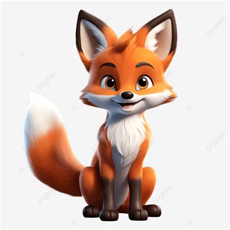 Animaux Mignons Adorable Renard De Style Animé 3d Souriant Avec Fond