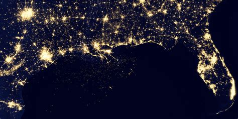 Satellite View Of USA City Lights At Night