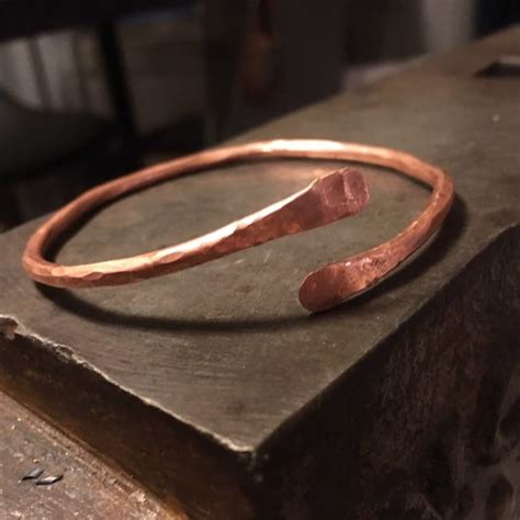 Copper Bangle Bracelet Hammered Stacking Copper Bracelet Pure Etsy