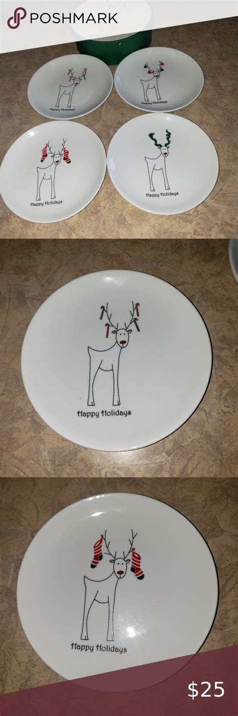 BIA Cordon Bleu REINDEER Christmas Happy Holidays 8 Dessert Plates