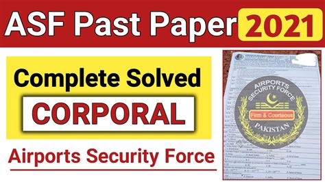 Asf Corporal Past Paper Asf Past Paper Asf Written Test