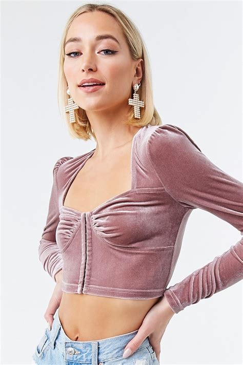 Velvet Crop Top In 2020 Velvet Crop Top Crop Tops Forever21 Tops