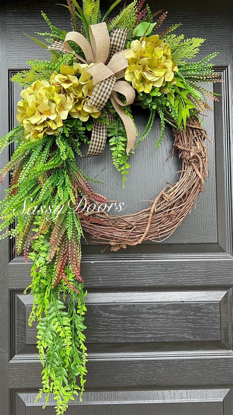 Hydrangea Wreath, Everyday Hydrangea Wreath, Green Hydrangeas Wreath ...