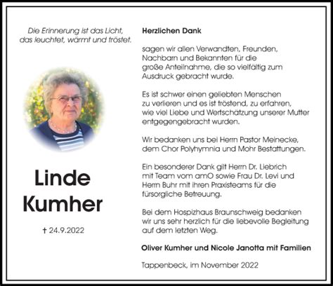 Traueranzeigen Von Linde Kumher Trauer Anzeigen De