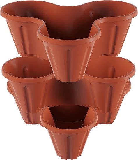 Pure Garden Stacking Planter Tower 3 Tier Space Saving Flower Pots Set Of 3