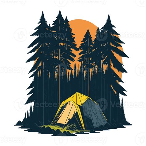 Camping tent in the forest. Illustration of a tent in retro style. 24959813 PNG