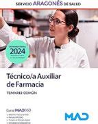 TECNICO AUXILIAR DE FARMACIA DEL SERVICIO ARAGONES DE SALUD TEMARIO