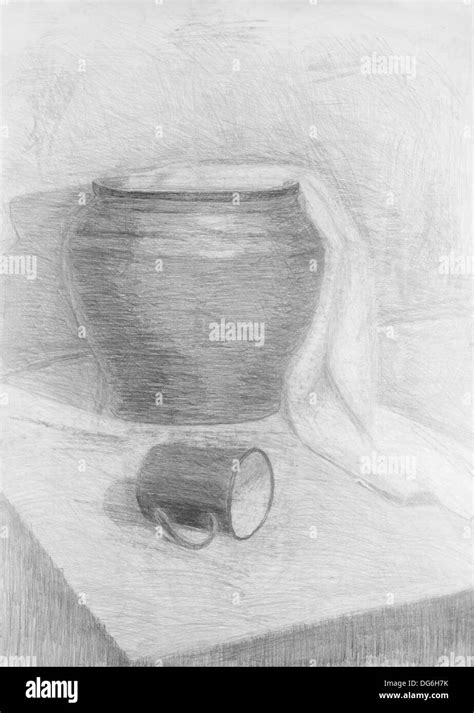 Pencil Drawing Of A Still Life Stock Photo Alamy