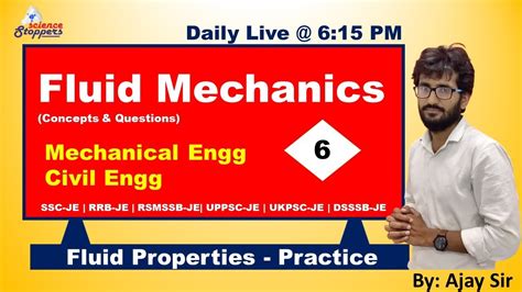 Fluid Properties Mcq Practice Fluid Mechanics Ssc Je Rrb