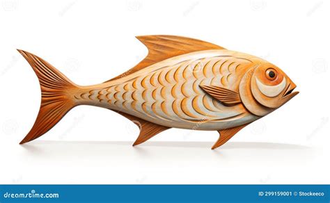 Hyperrealistic Wooden Fish Sculpture In Maori Art Style Stock