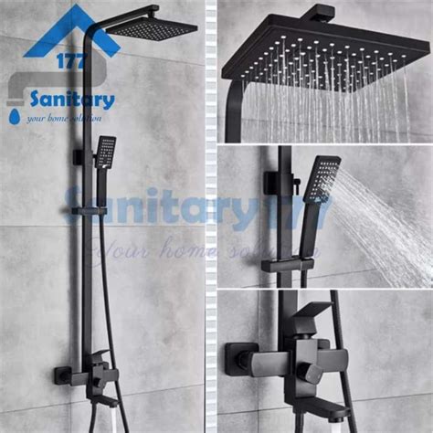 Jual Tiang Shower Column Stainless Kotak Hitam Kran Mixer Bathtub